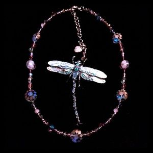 Purple Swarovski Crystal And Glass Bead Necklace